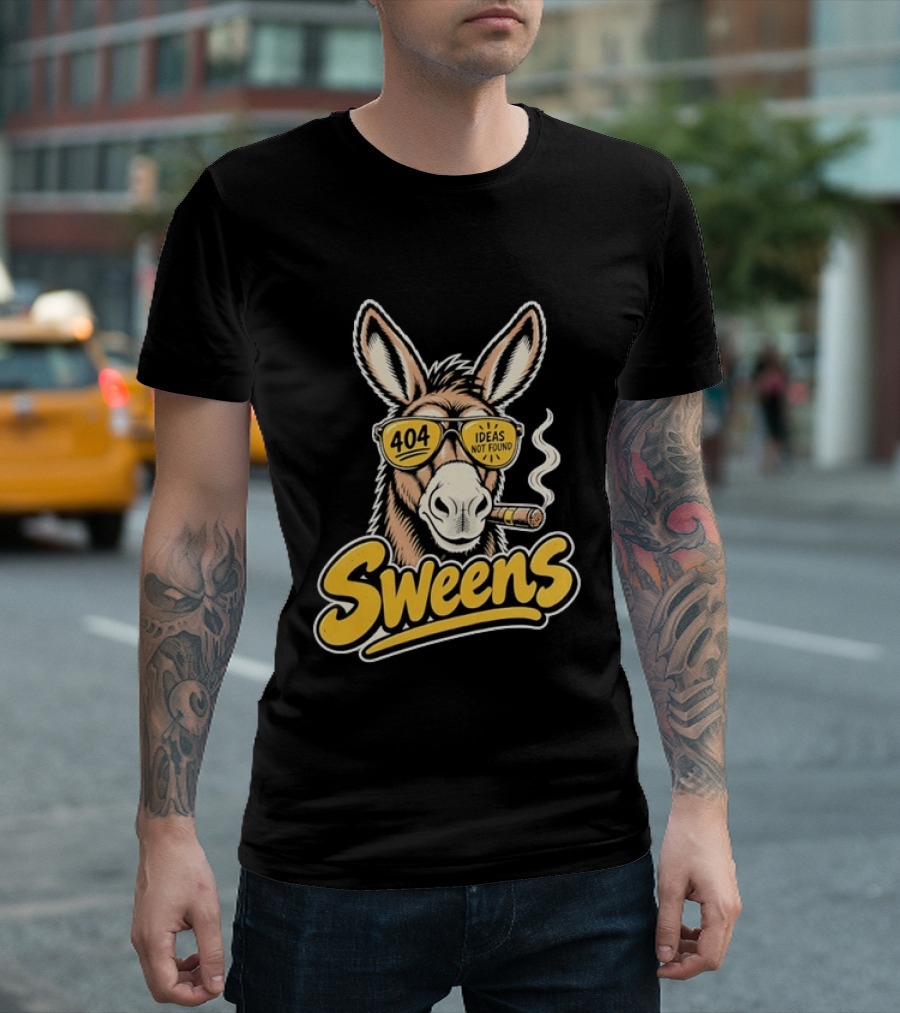 SweenS 404 Ideas Not Found Donkey Cigar Smoking Sunglasses T-Shirt