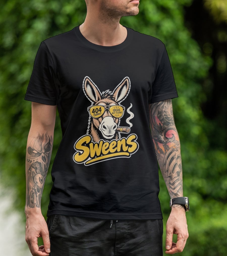 SweenS 404 Ideas Not Found Donkey Cigar Smoking Sunglasses T-Shirt