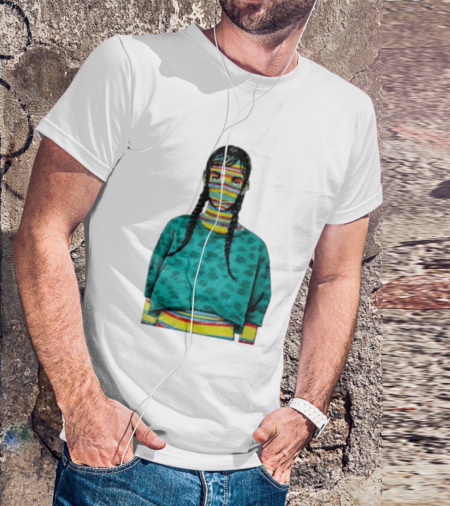 Sicko Last Spring Japan Kai Cenat Striped Face And Braids T-Shirt