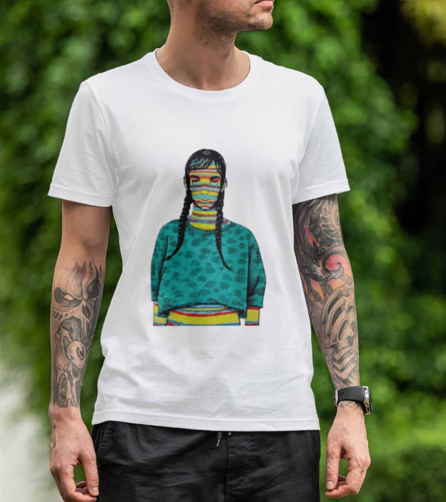 Sicko Last Spring Japan Kai Cenat Striped Face And Braids T-Shirt