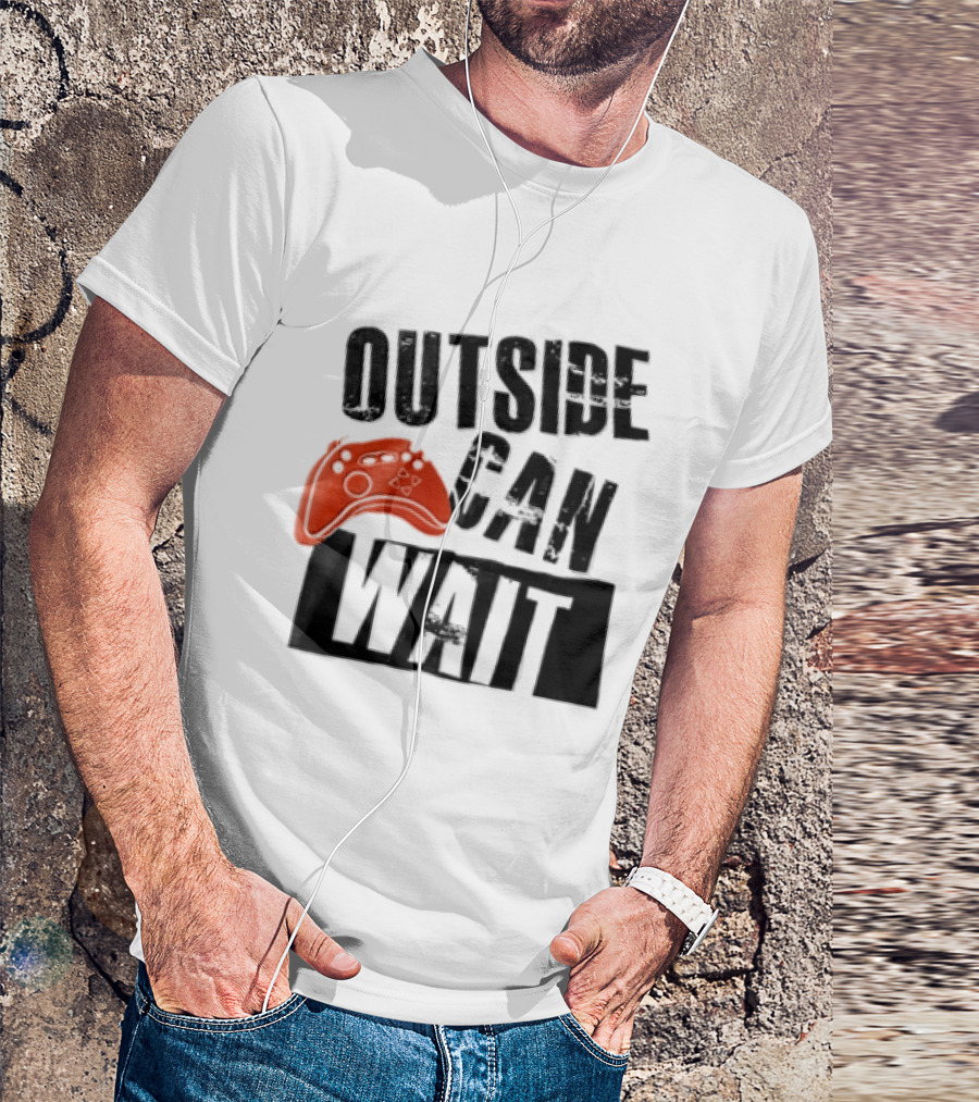 Outside Can Wait Video Game Controller T-Shirt