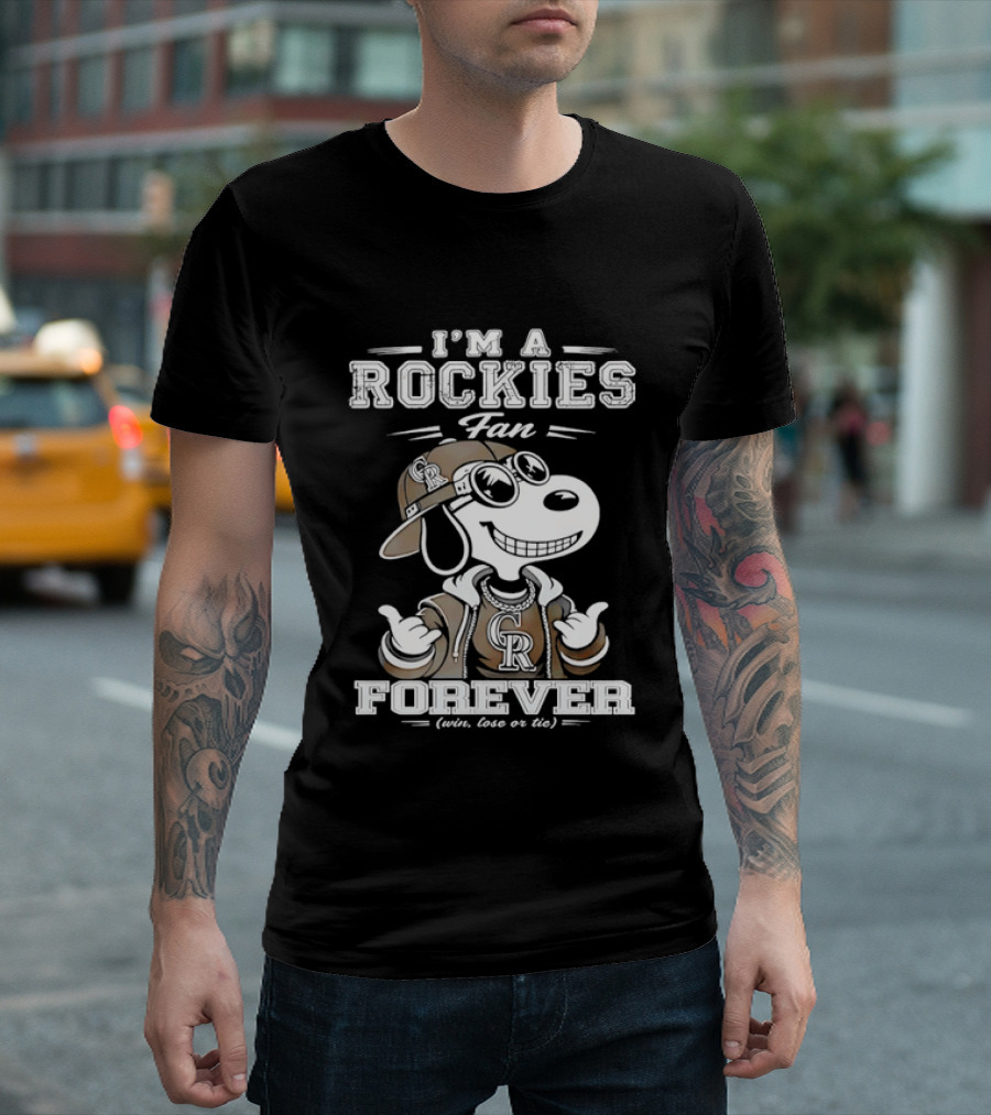 I'm A Rockies Fan Forever Snoopy Win Lose Or Tie T-Shirt