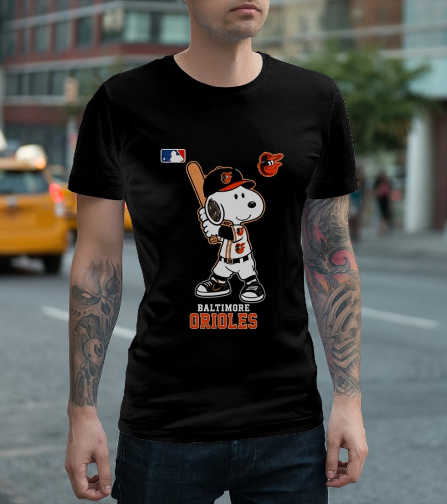Snoopy Baltimore Orioles MLB Baseball Jersey With Bat And Cap T-Shirt