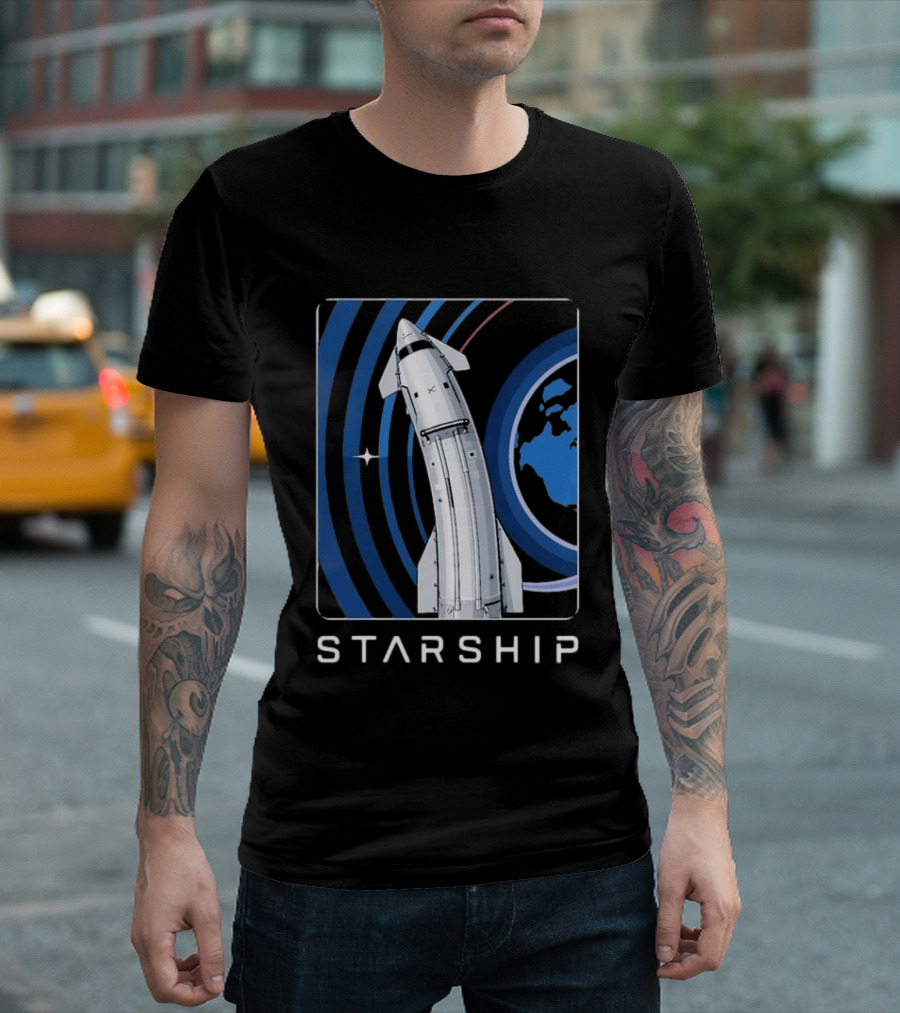 Starship Orbital Flight SpaceX Earth Trajectory T-Shirt