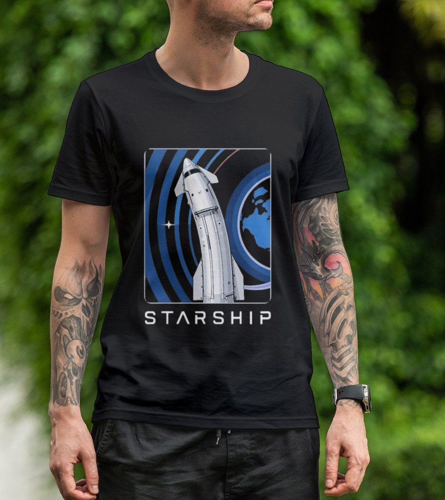 Starship Orbital Flight SpaceX Earth Trajectory T-Shirt