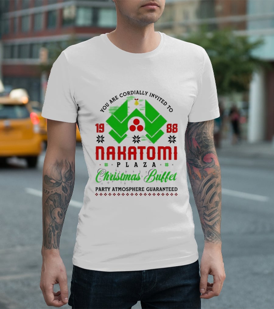 1988 Nakatomi Plaza Christmas Buffet Party Atmosphere Guaranteed Invitation T-Shirt