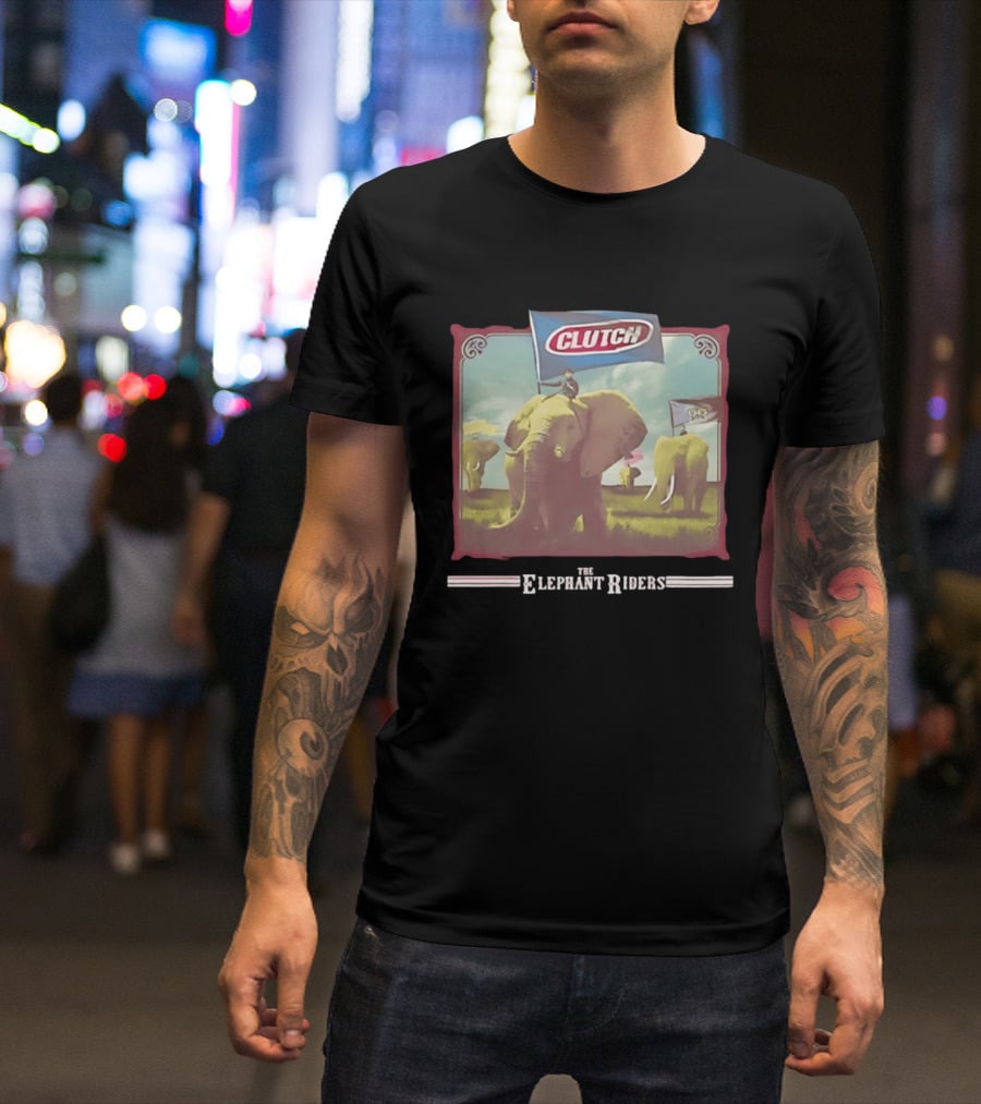 Clutch The Elephant Riders Alternative Metal Rock Music Elephant Banner T-Shirt