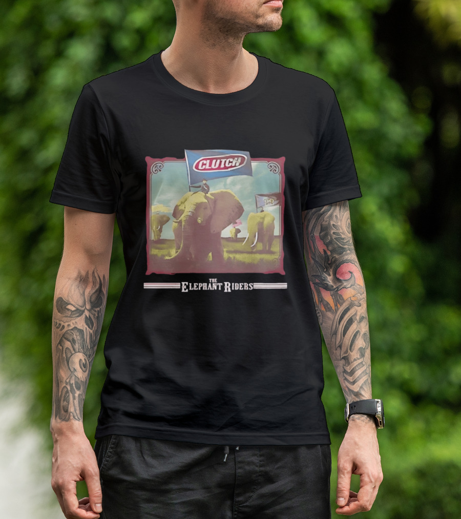 Clutch The Elephant Riders Alternative Metal Rock Music Elephant Banner T-Shirt
