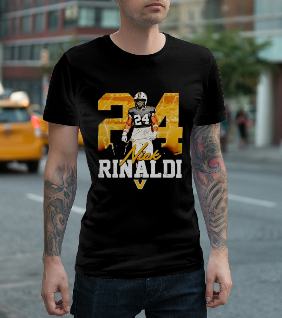 Nick Rinaldi 24 Vanderbilt Commodores NCAA Football Lightning T-Shirt