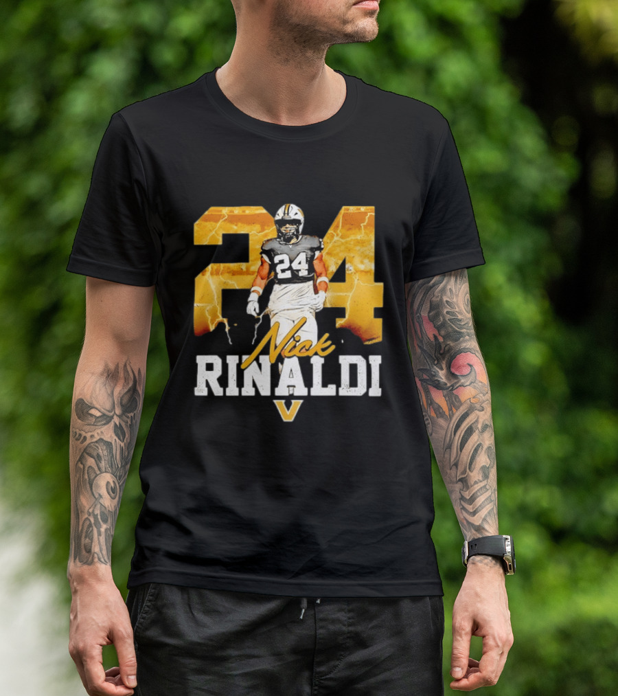 Nick Rinaldi 24 Vanderbilt Commodores NCAA Football Lightning T-Shirt