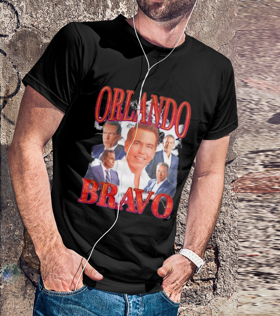 Orlando Bravo Red Text Multiple Portraits T-Shirt