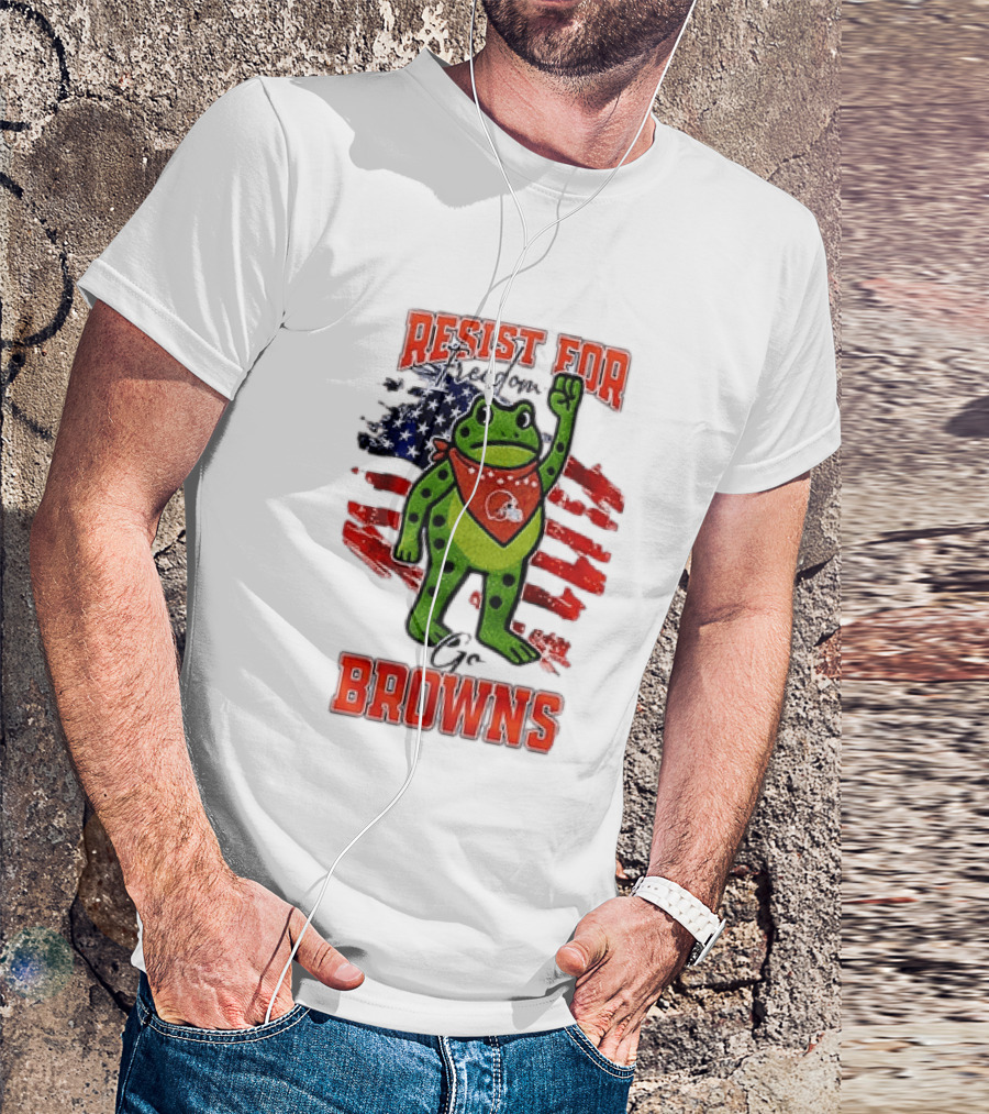 Resist For Cleveland Browns Portland Frog American Flag T-Shirt