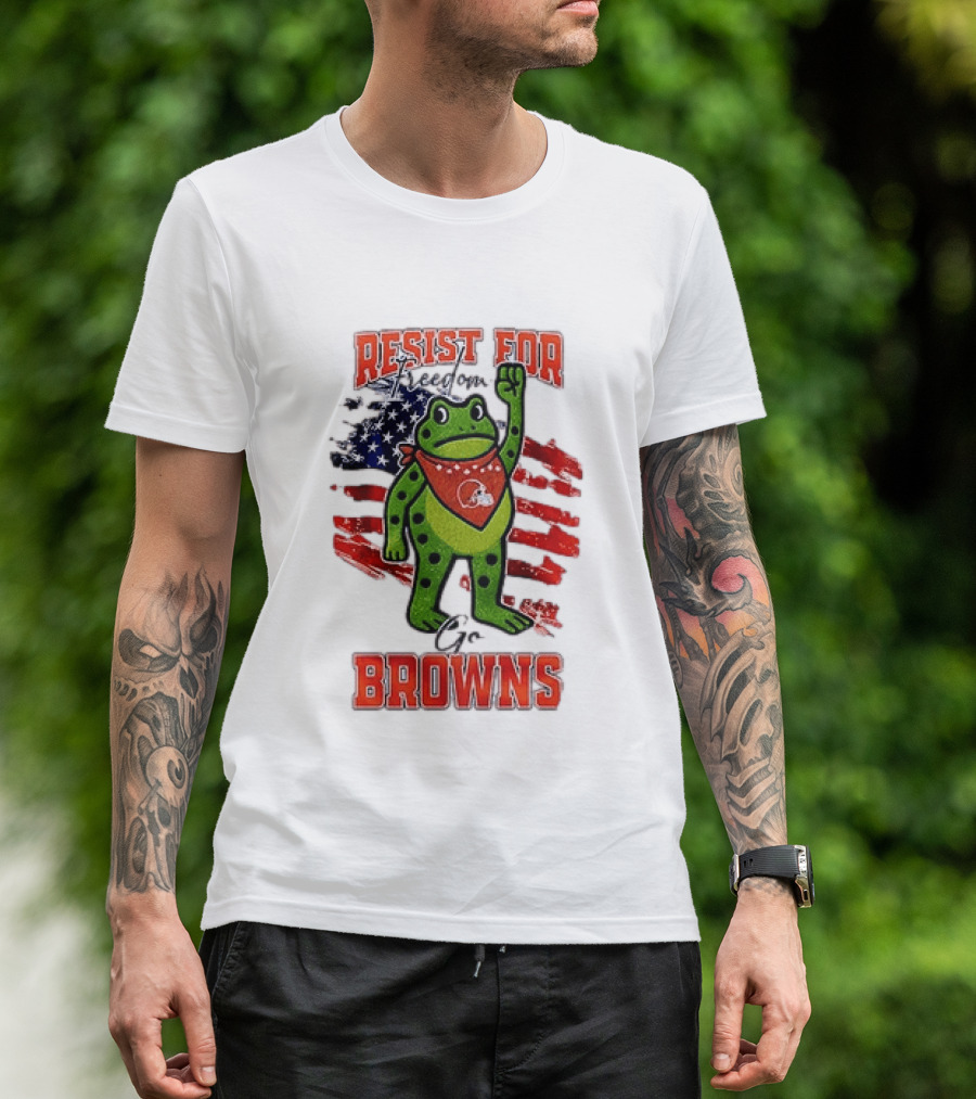 Resist For Cleveland Browns Portland Frog American Flag T-Shirt