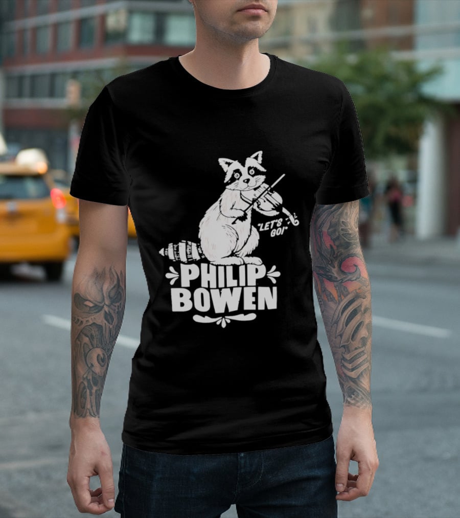 Philip Bowen Raccoon Playing Violin Let's Go T-Shirt