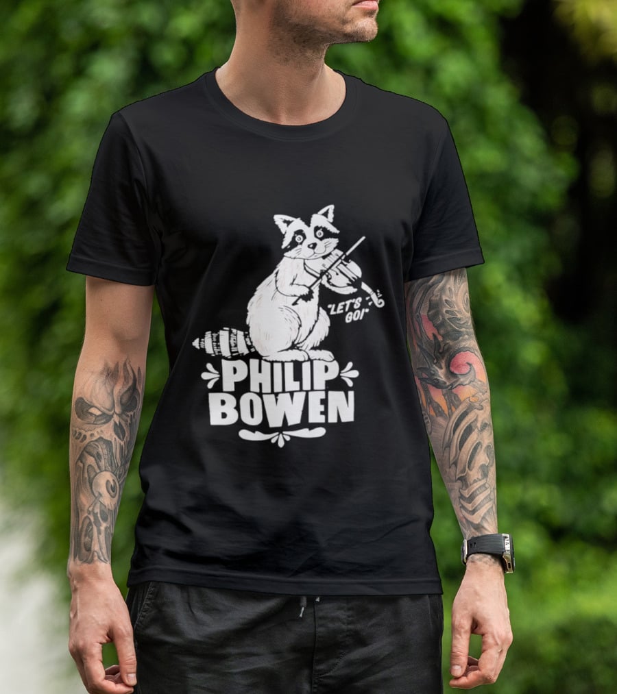 Philip Bowen Raccoon Playing Violin Let's Go T-Shirt