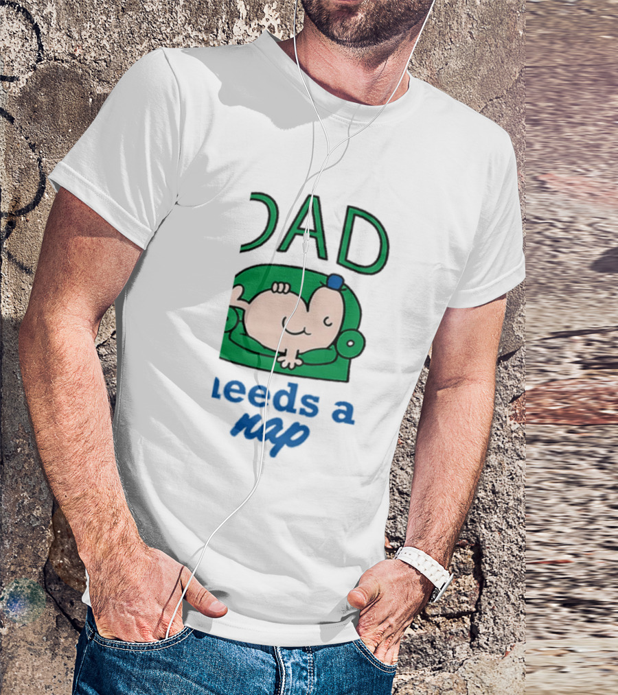 Dad Needs A Nap Cute Cartoon Sleeping Couch T-Shirt