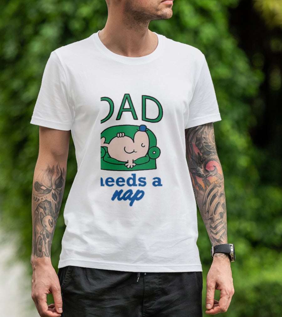 Dad Needs A Nap Cute Cartoon Sleeping Couch T-Shirt