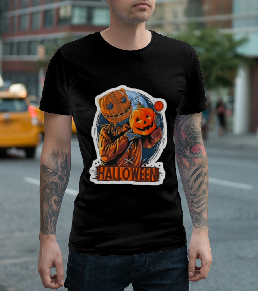 Halloween Sackman Pumpkin Lollipop Full Moon T-Shirt