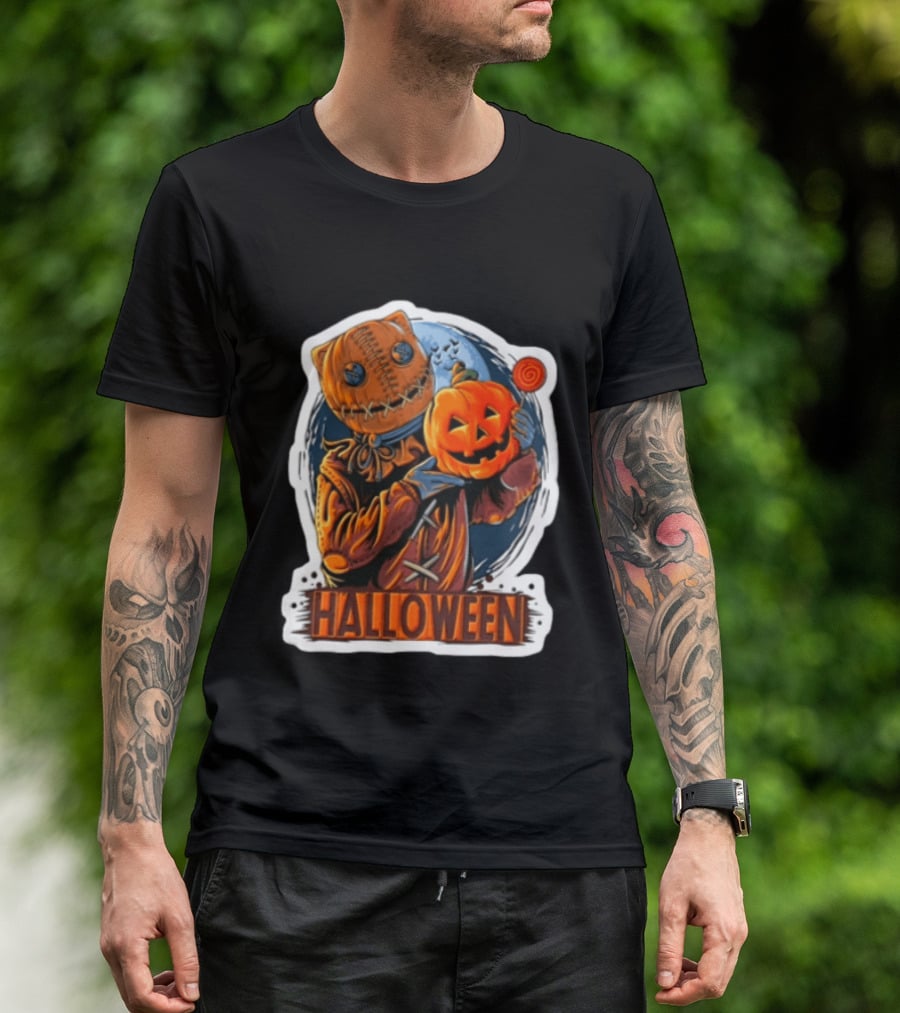 Halloween Sackman Pumpkin Lollipop Full Moon T-Shirt