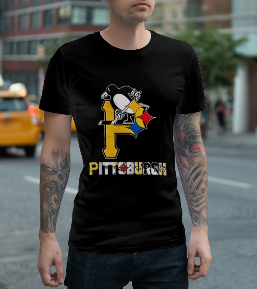 Pittsburgh Penguins Steelers P Logo Sport Map Iconic Team T-Shirt