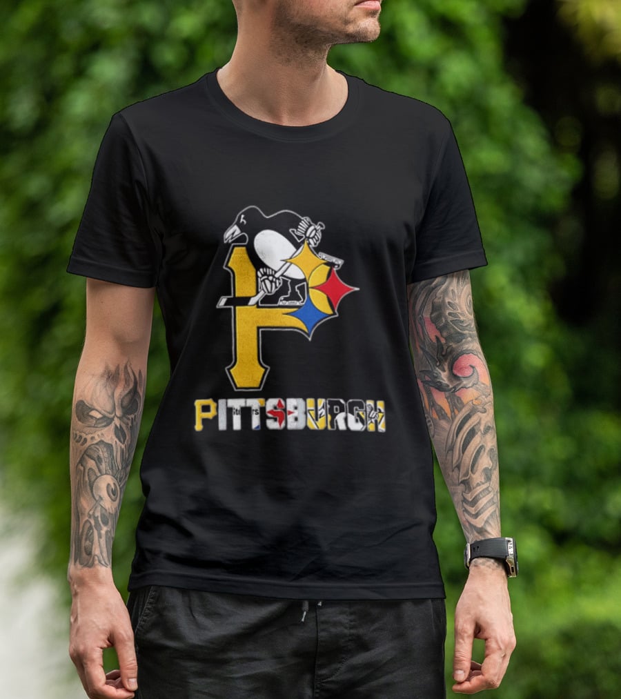 Pittsburgh Penguins Steelers P Logo Sport Map Iconic Team T-Shirt