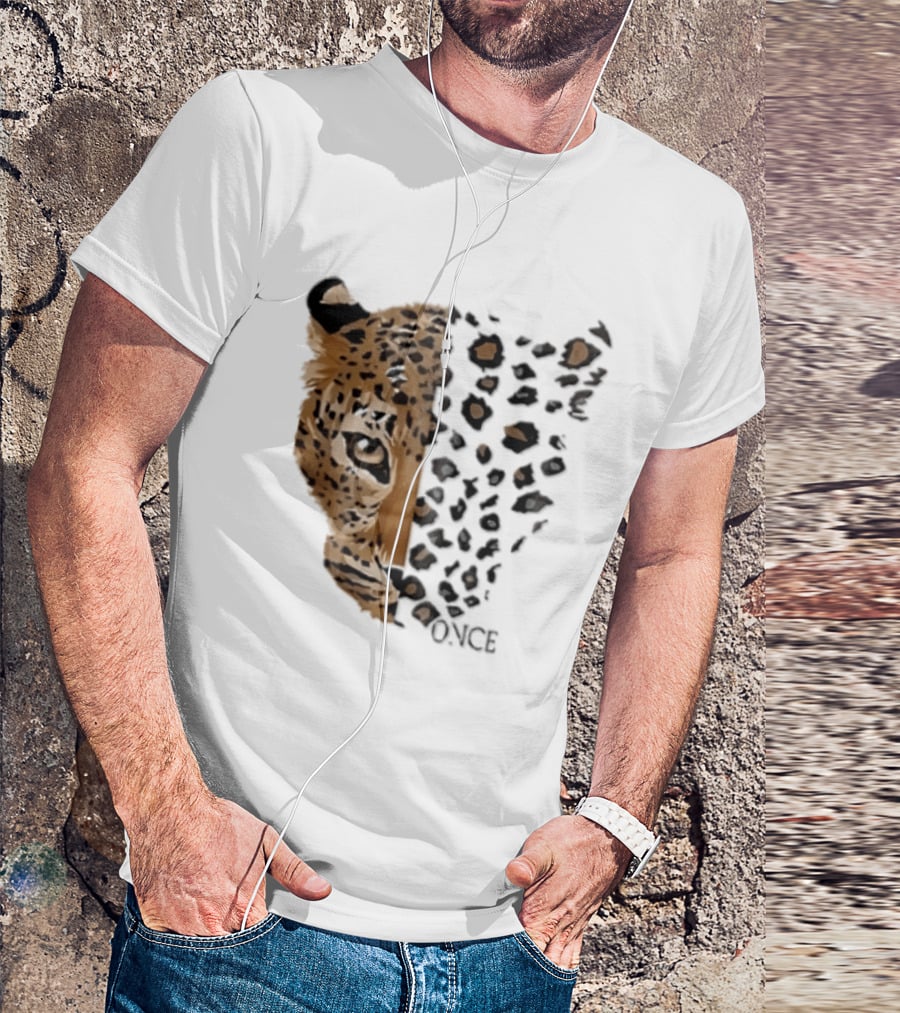 Once Leopard Face Half Animal Half Spots T-Shirt