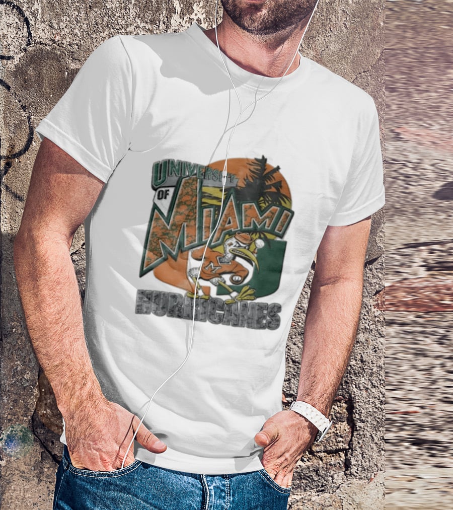 University Of Miami Hurricanes Sebastian Ibis Palm Tree T-Shirt