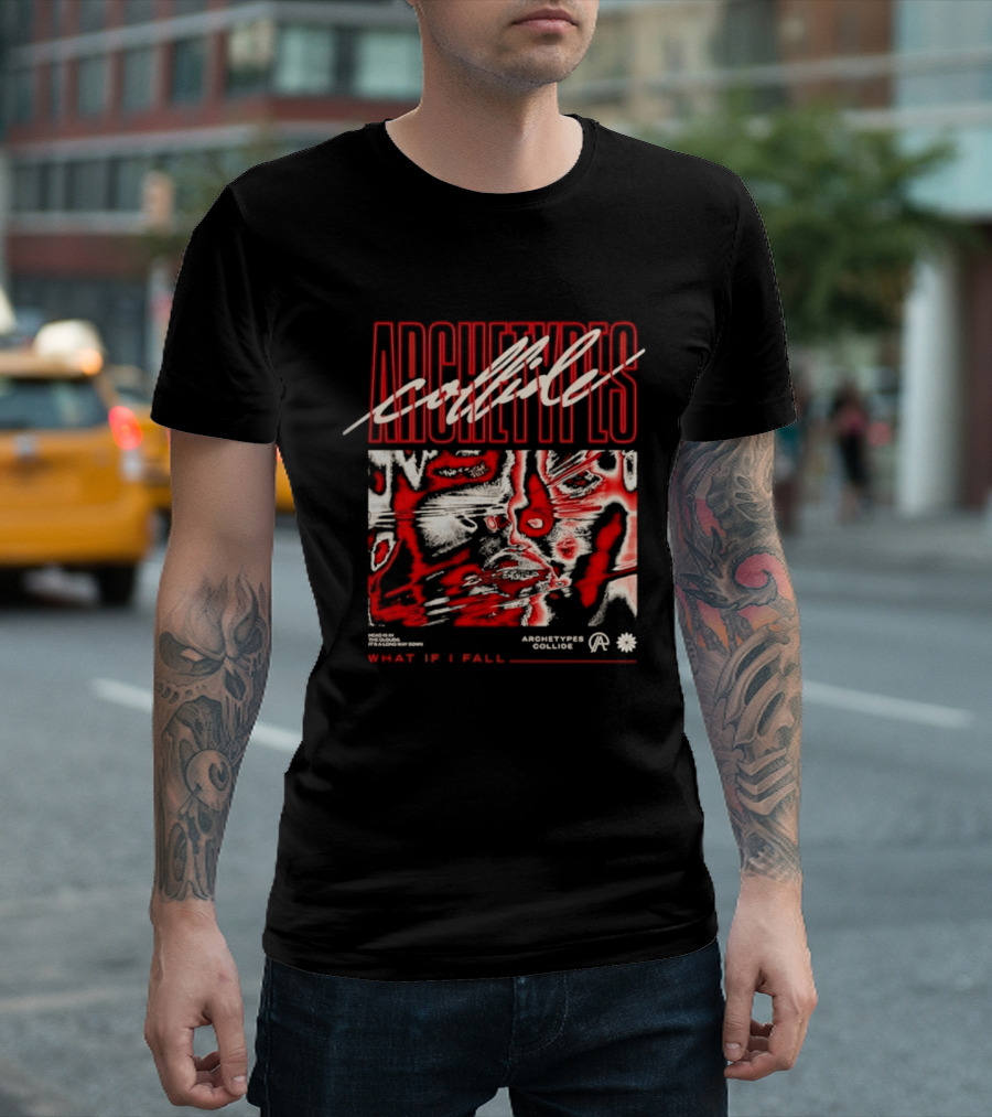 Archetypes Collide What If I Fall Head Is In The Clouds Abstract Red Faces T-Shirt