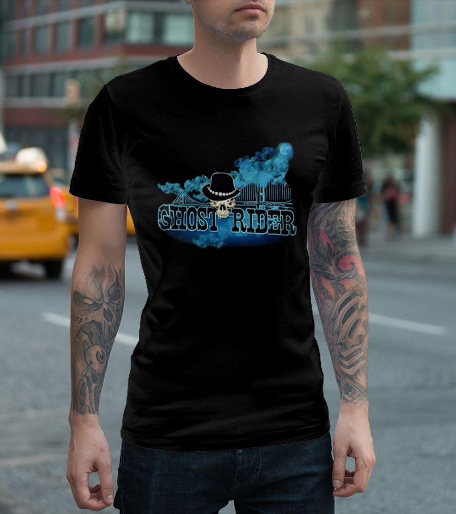 Ghost Rider Skull Bridge Smoke Moon Hat T-Shirt