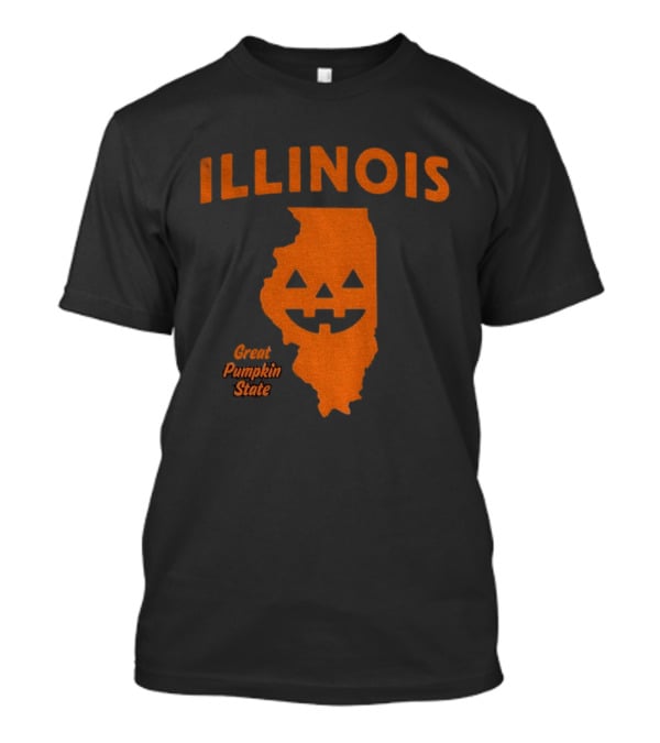 Illinois Map Jack O Lantern Great Pumpkin State Halloween T-Shirt