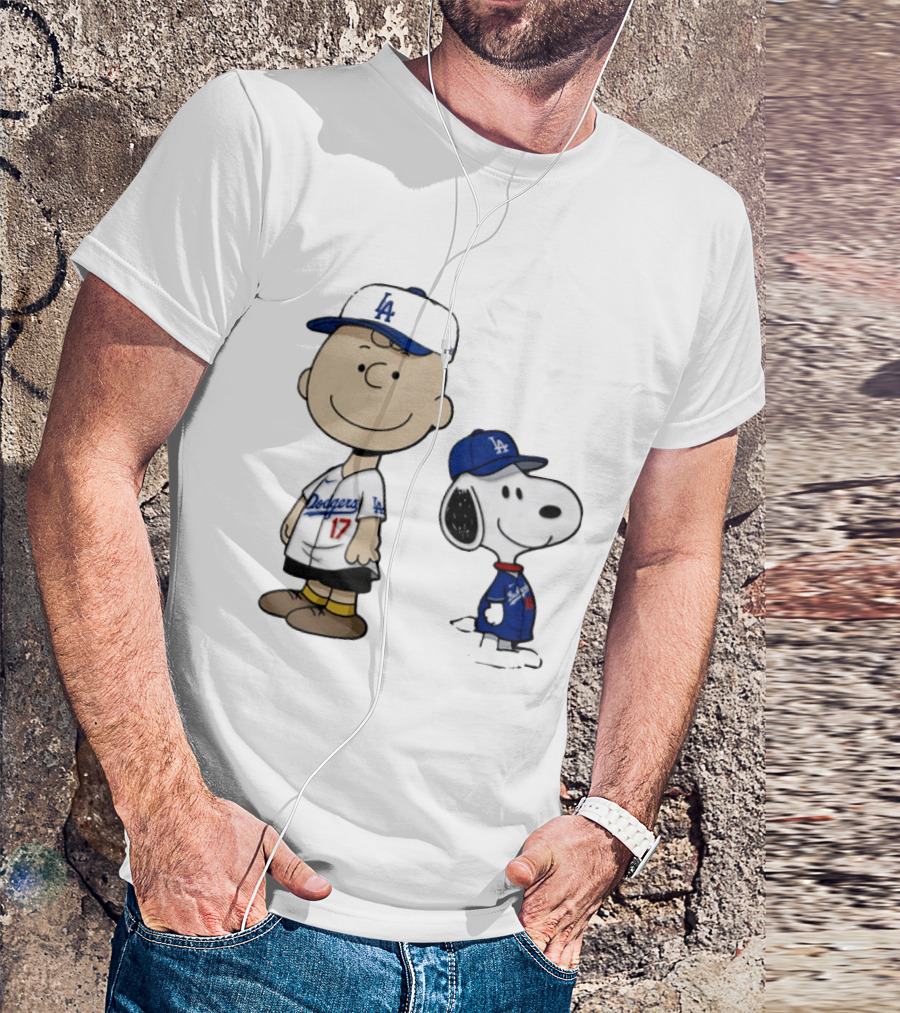 Charlie Brown Snoopy Los Angeles Dodgers MLB Baseball Peanuts Cartoon T-Shirt
