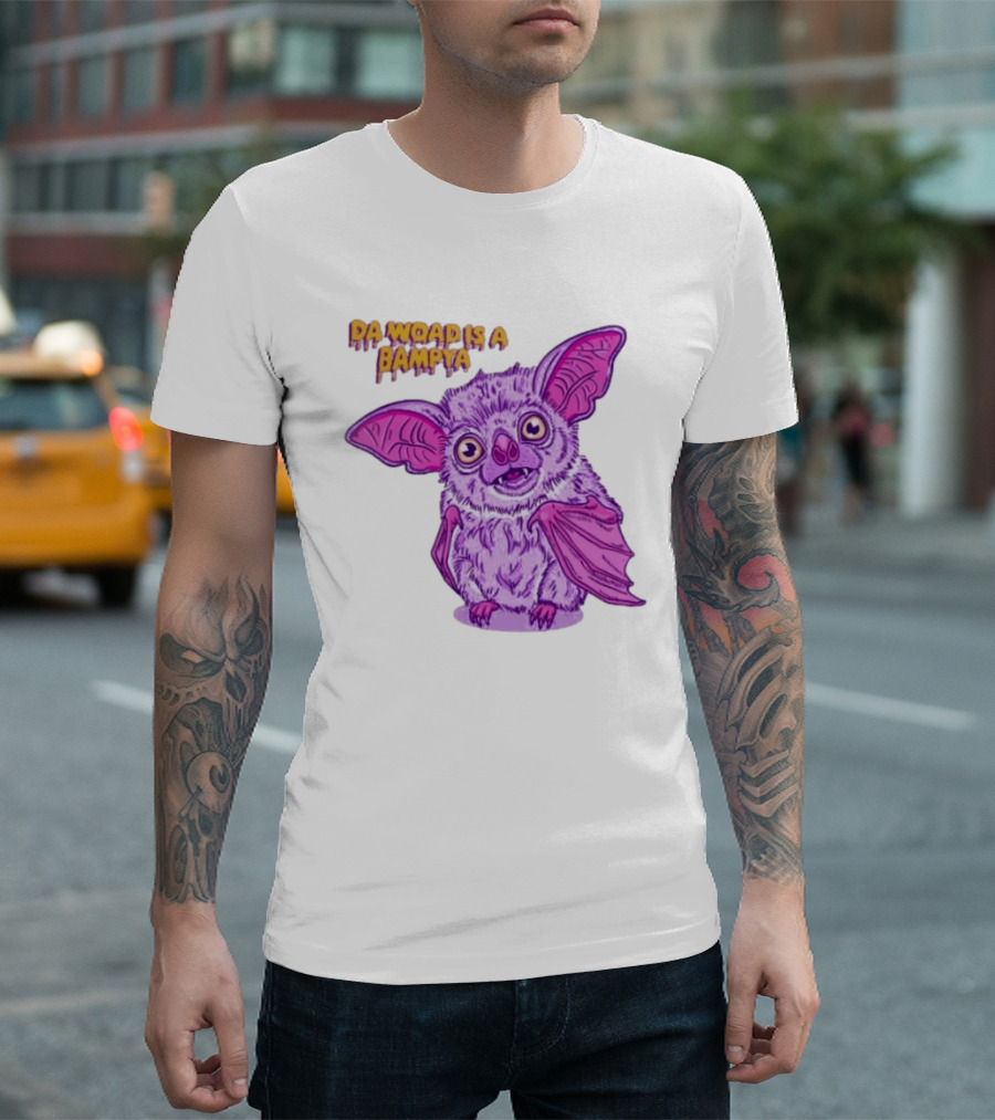 Da Woad Is A Bampya Purple Bat Vampire Cartoon T-Shirt