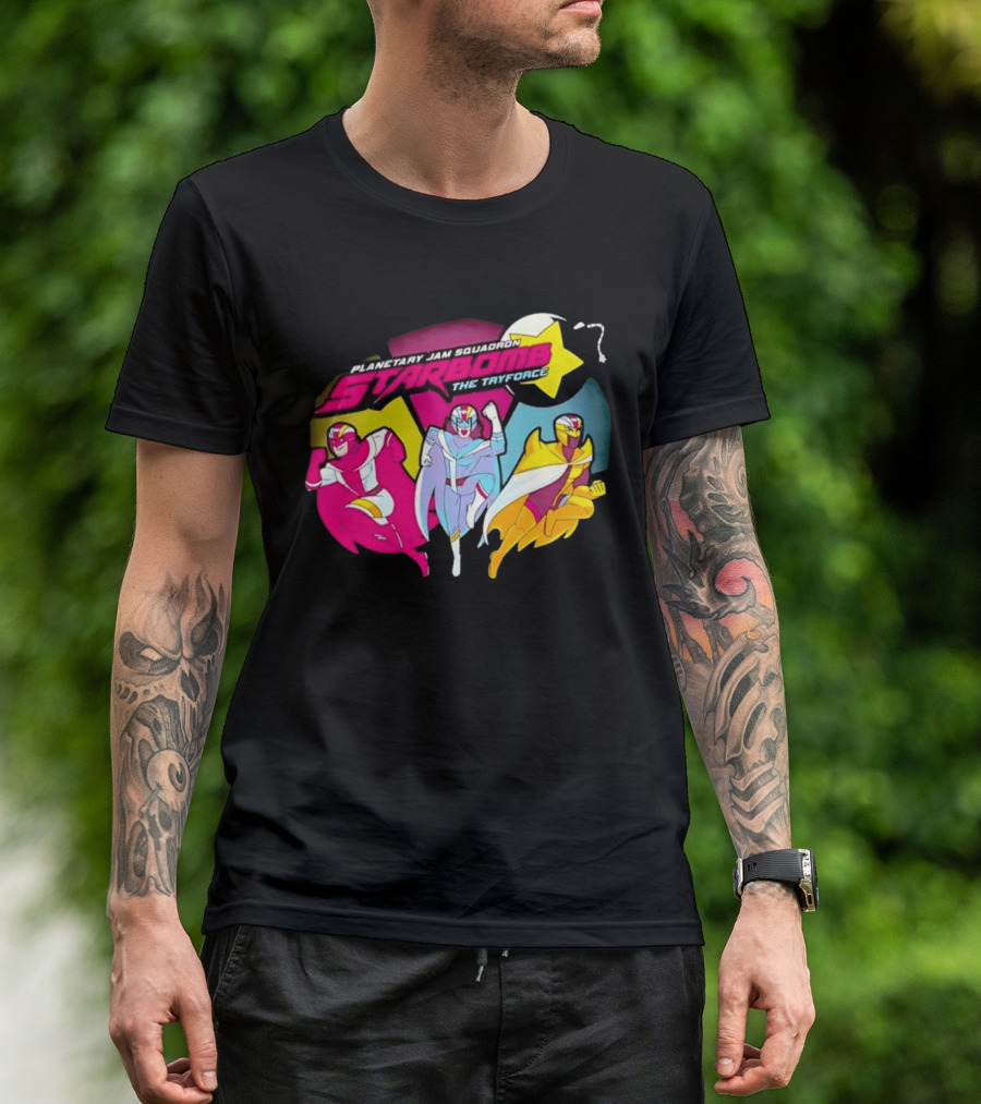Planetary Jam Squadron Starbomb The Tryforce Retro Heroes T-Shirt