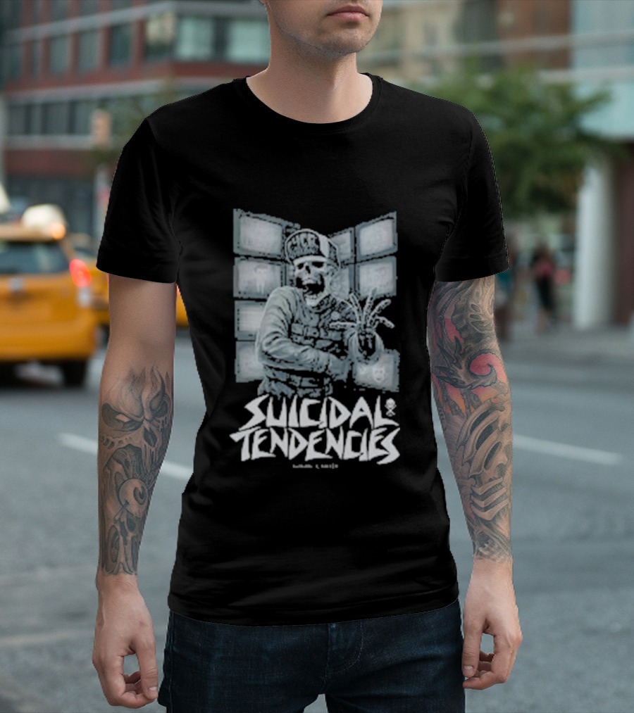Suicidal Tendencies Institutionalized Skeleton Holding Beaker By Jim 'Taz' Evans T-Shirt