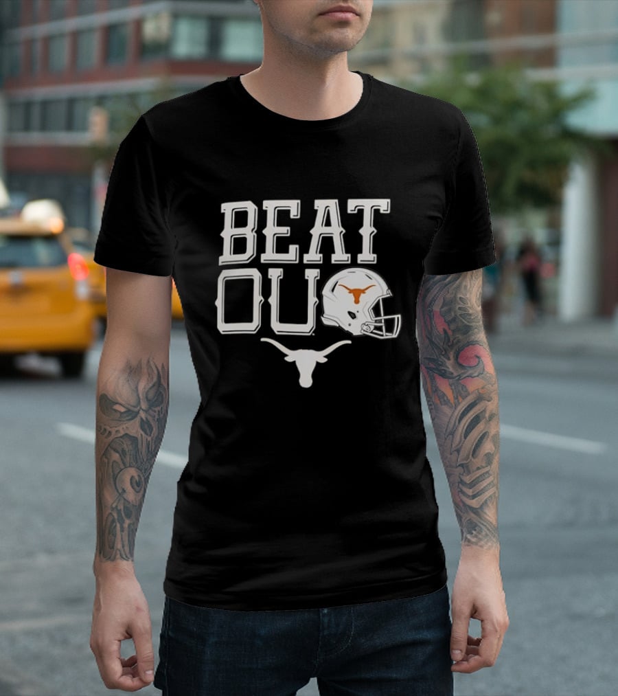 Texas Longhorns Beat OU Red River Rivalry Football Helmet Longhorn T-Shirt