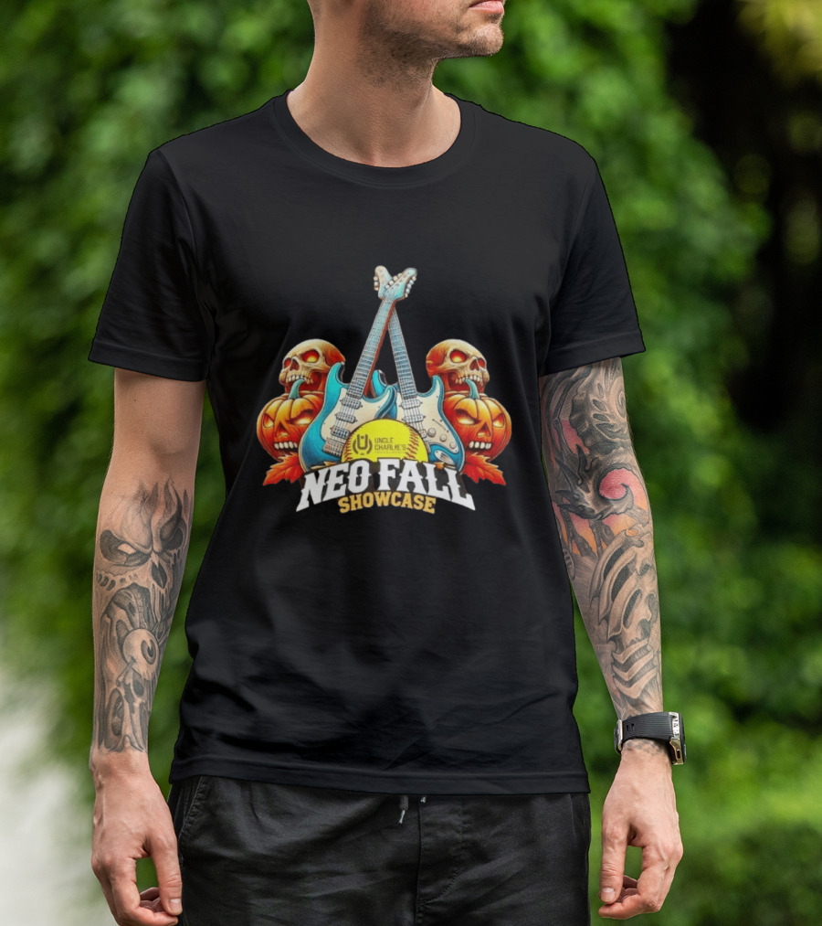 Uncle Charlie's NEO Fall Showcase Softball 2026 Halloween Guitar Skulls Pumpkins T-Shirt