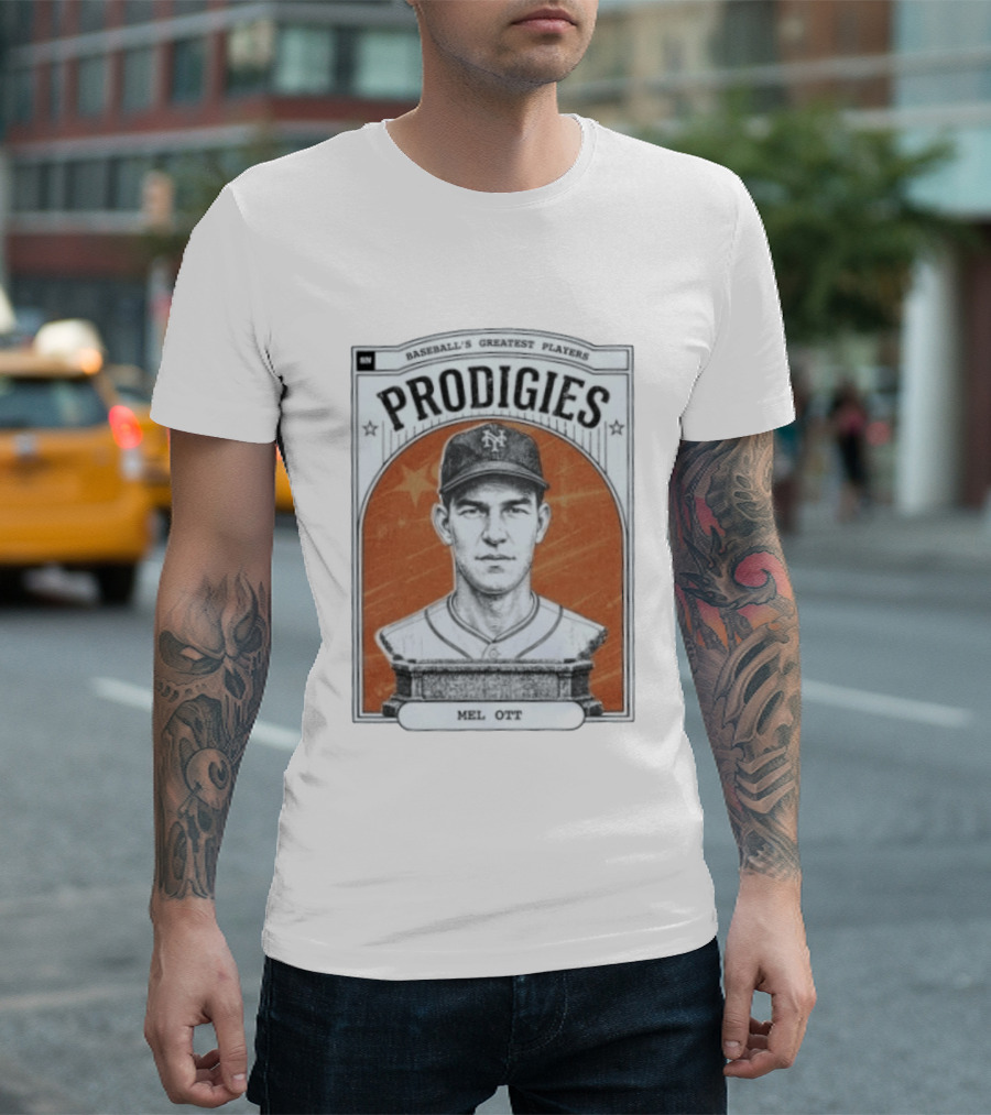 Baseball's Greatest Players Prodigies Mel Ott Vintage NY Landmark T-Shirt