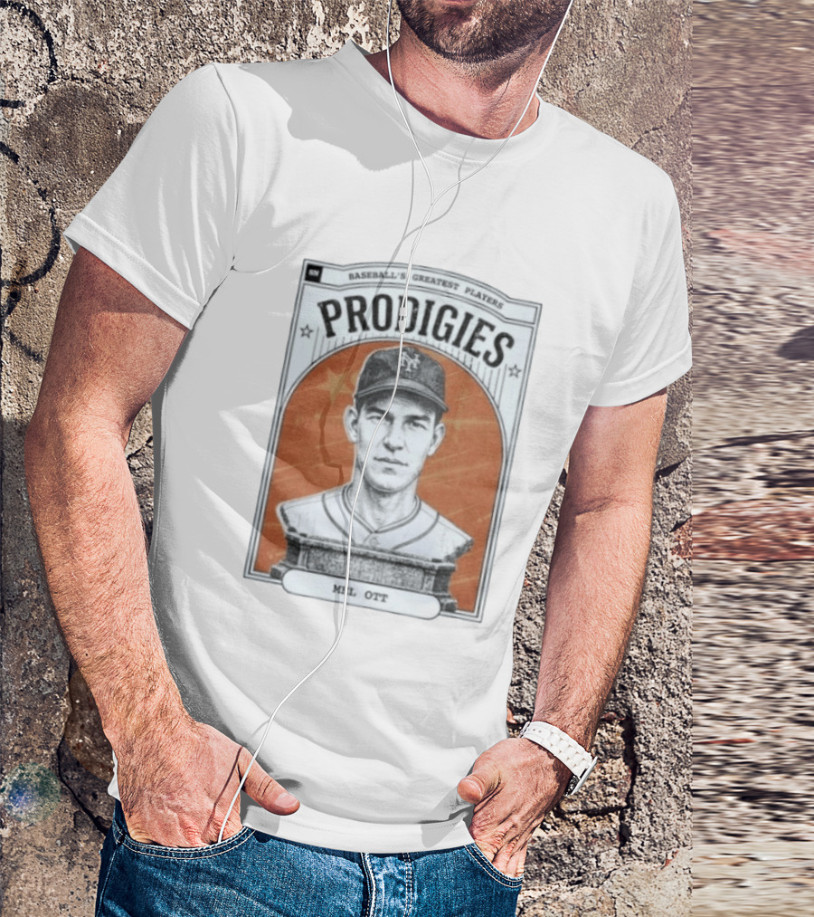 Baseball's Greatest Players Prodigies Mel Ott Vintage NY Landmark T-Shirt