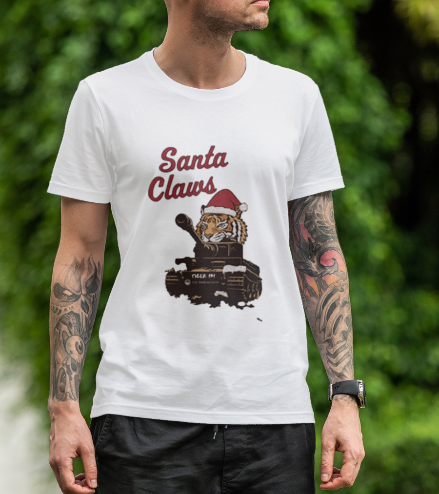 Santa Claws Tiger 131 Tank Museum Christmas T-Shirt