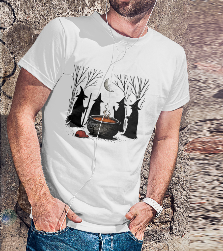Midnight Witches Gathering Cauldron Moonlit Forest Baseball Cap T-Shirt