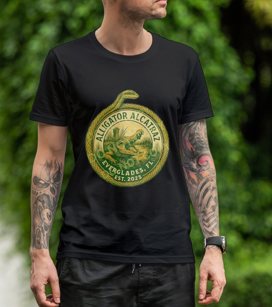 Alligator Alcatraz Everglades Florida Est. 2025 Snake And Reptile T-Shirt