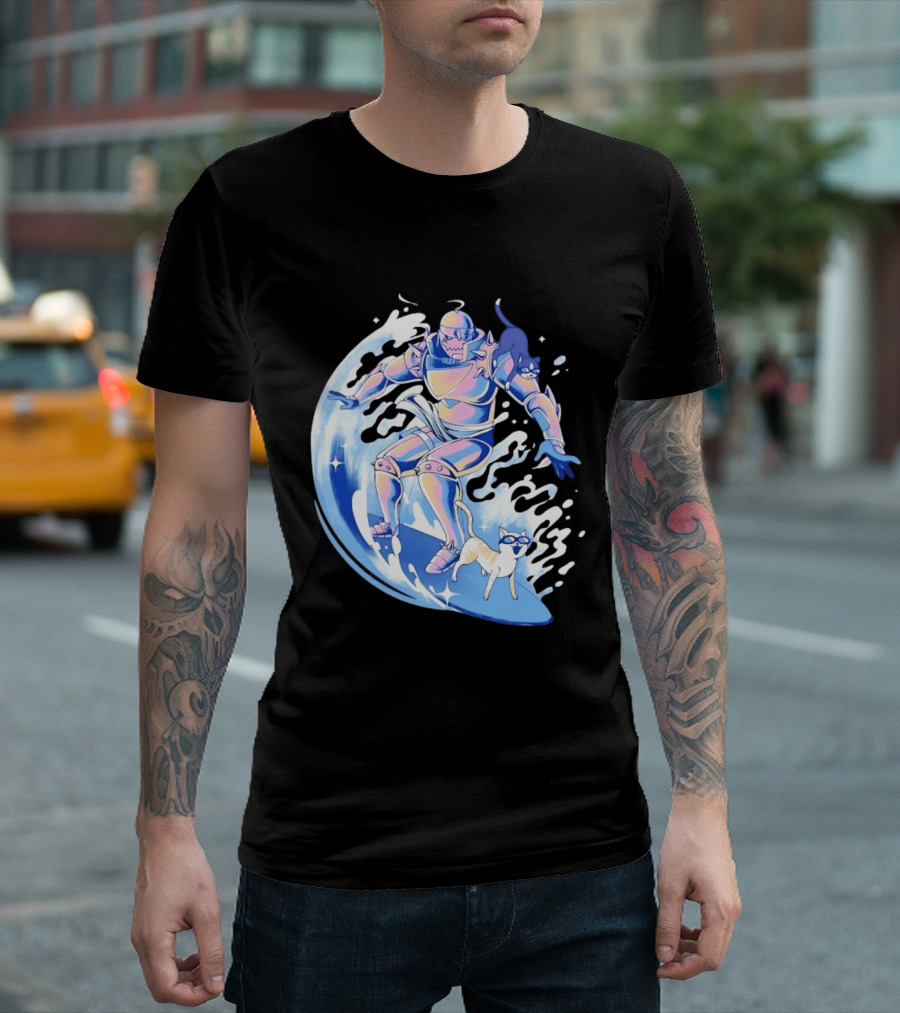 Alphonse Elric Surfing Adventure With Cool Cats On Waves T-Shirt