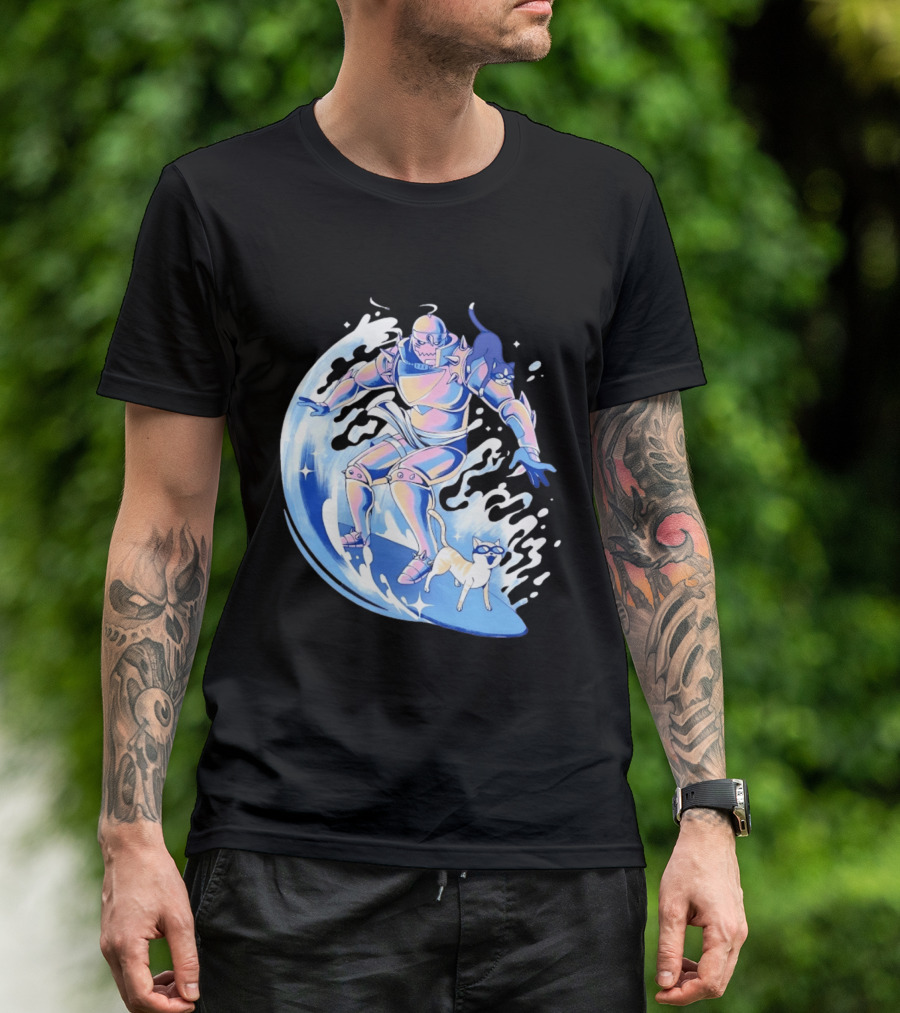Alphonse Elric Surfing Adventure With Cool Cats On Waves T-Shirt