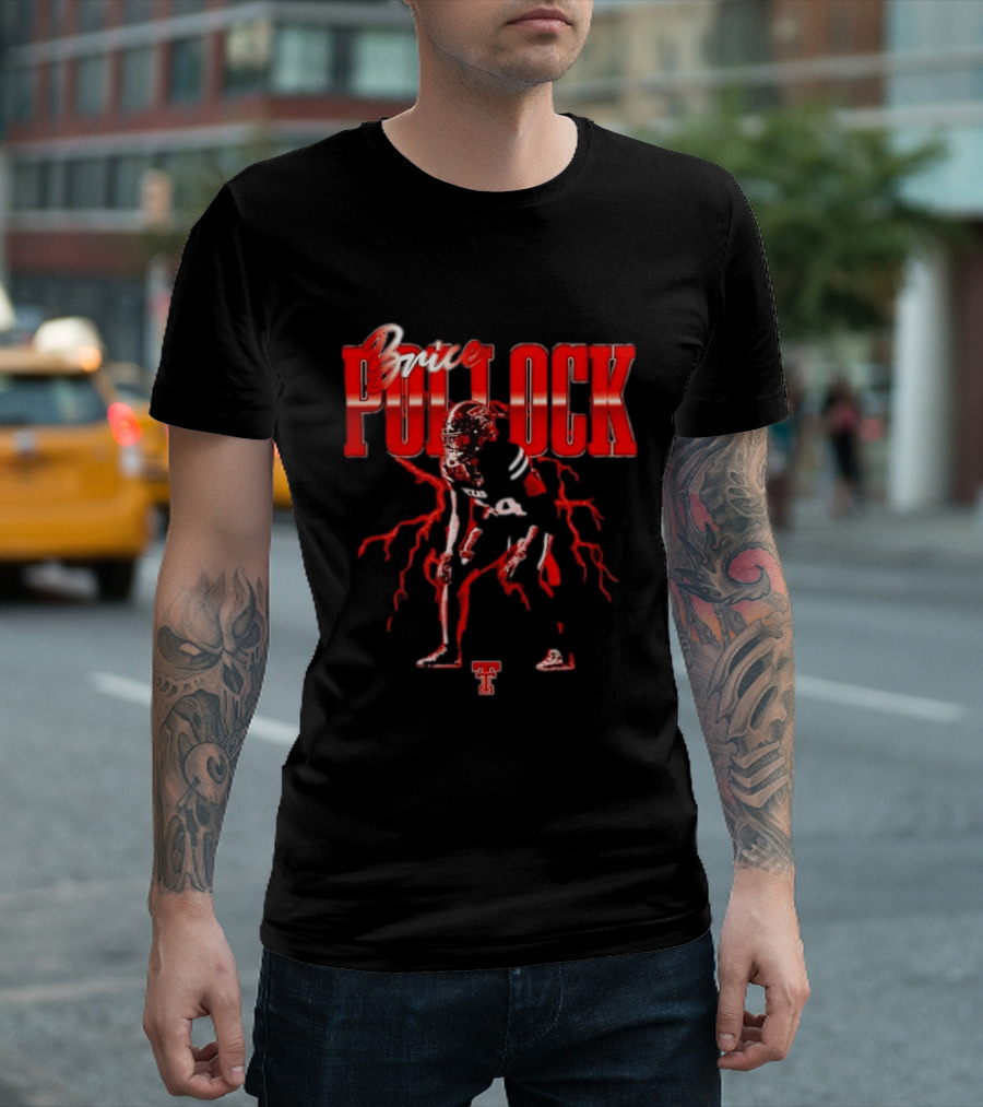 Brice Pollock Texas Tech Red Raiders Football Player Art With Team T-Shirt