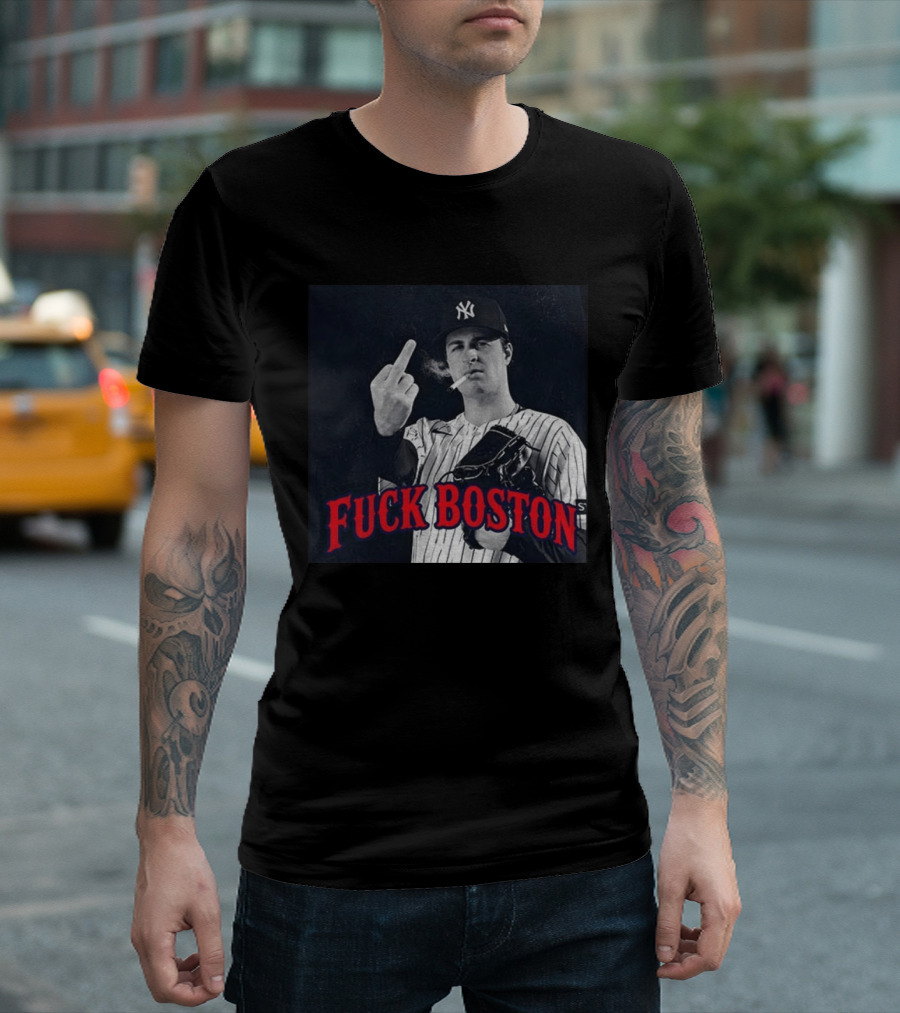 Cam Schlittler The Fuck Yankees Fuck Boston Meme Yankees Player Middle Finger Yankee Cap T-Shirt
