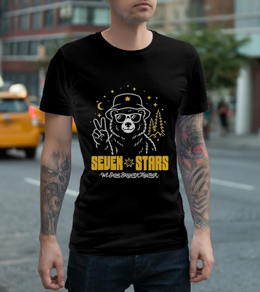 Seven Stars Peaceful Bear At Night We Shine Brighter Together T-Shirt