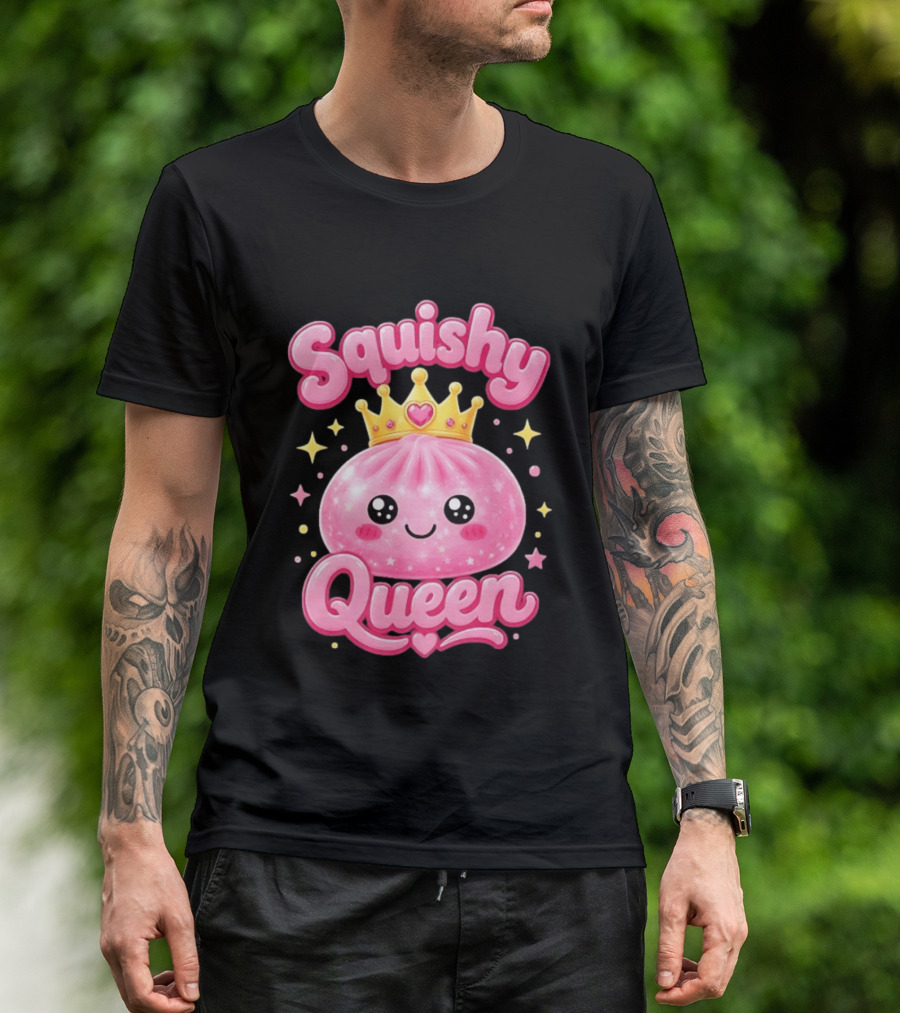 Squishy Queen Kawaii Mochi Pink Princess Cute Crown Stars T-Shirt