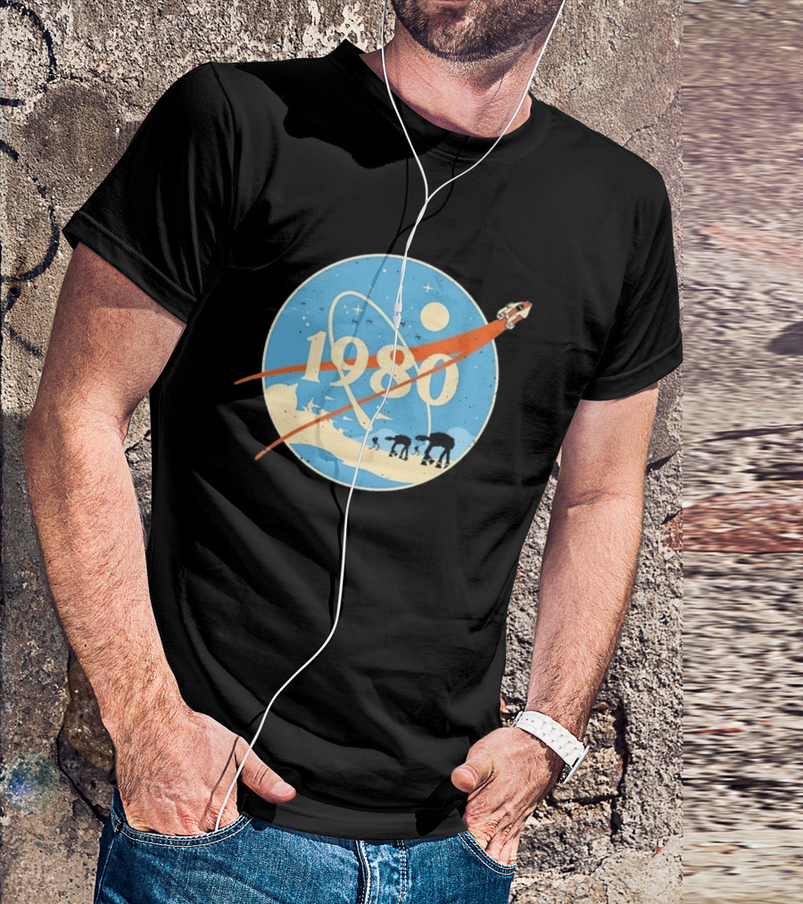 Star Wars 1980 Space Mission Inspired By Empire Strikes Back NASA Style Logo With AT AT Walkers T-Shirt