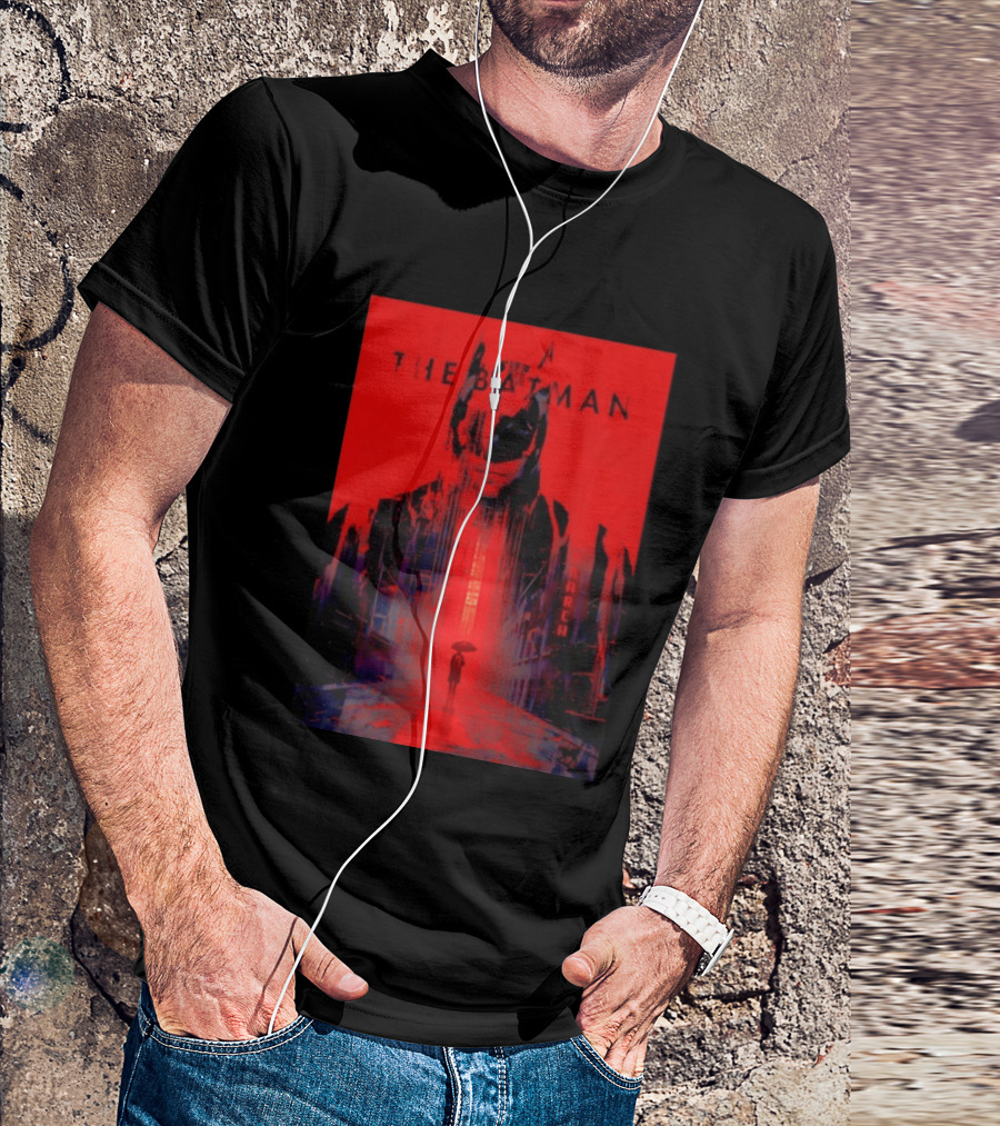 The Batman Monarch March Red Background Iconic Gotham Scene T-Shirt