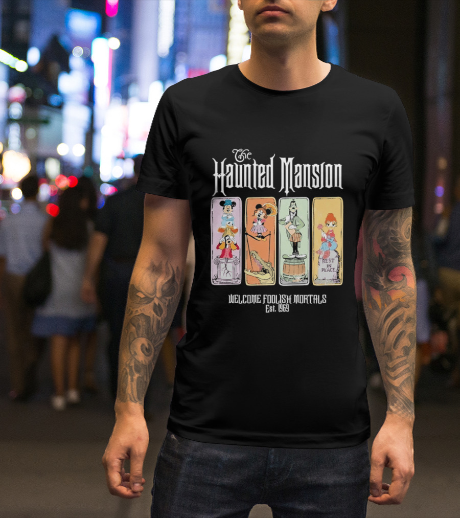 The Haunted Mansion Welcome Foolish Mortals Est 1969 Distressed T-Shirt